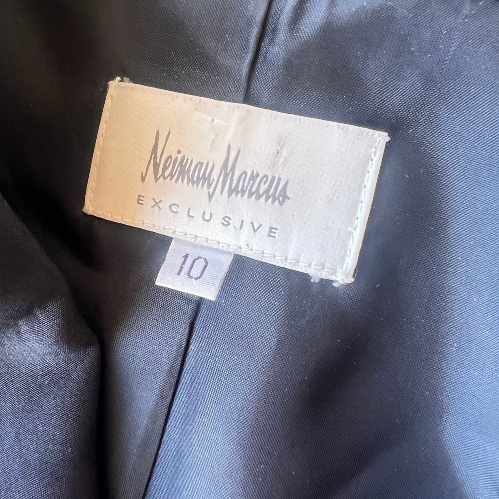 Vintage Neiman Marcus Exclusive 100 Silk Floral Blazer Black White Womens 10 - Picture 5 of 9
